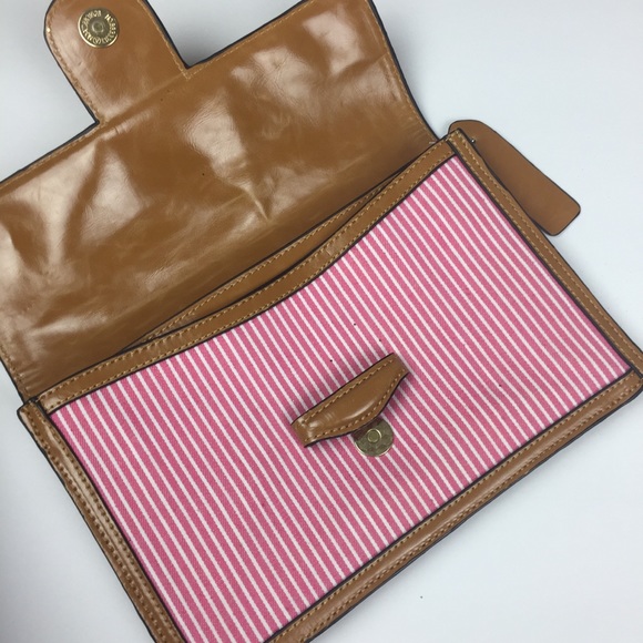 Orange Carmel Red and White Striped Clutch Purse - Picture 3 of 6